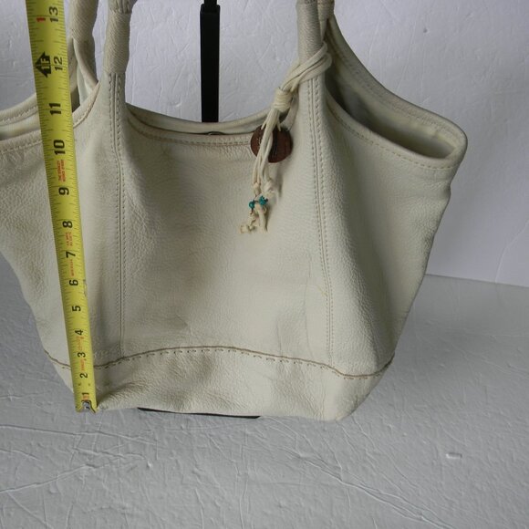 THE SAK CREAM PEBBLE LEATHER LARGE TOTE SHOULDER BAG - Picture 4 of 12
